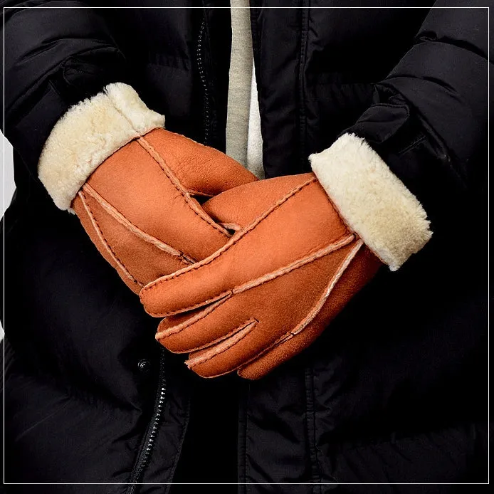 Leather Winter Gloves | Fleece Lined | Sheepskin Fur | Gifts