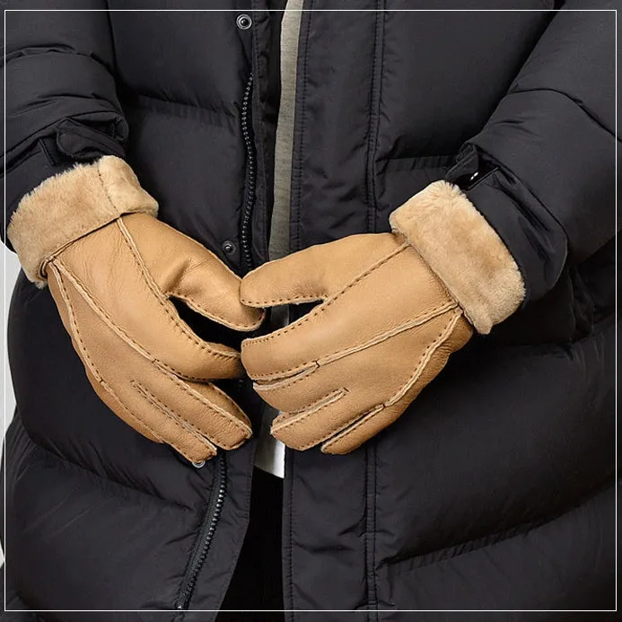 Leather Winter Gloves | Fleece Lined | Sheepskin Fur | Gifts