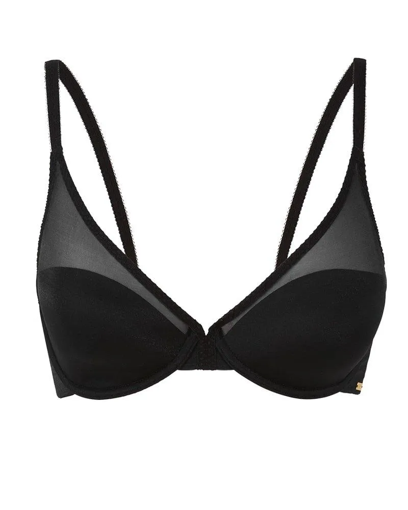 Lingerie | Glossies High Apex Light Padded Bra - Black | Gossard