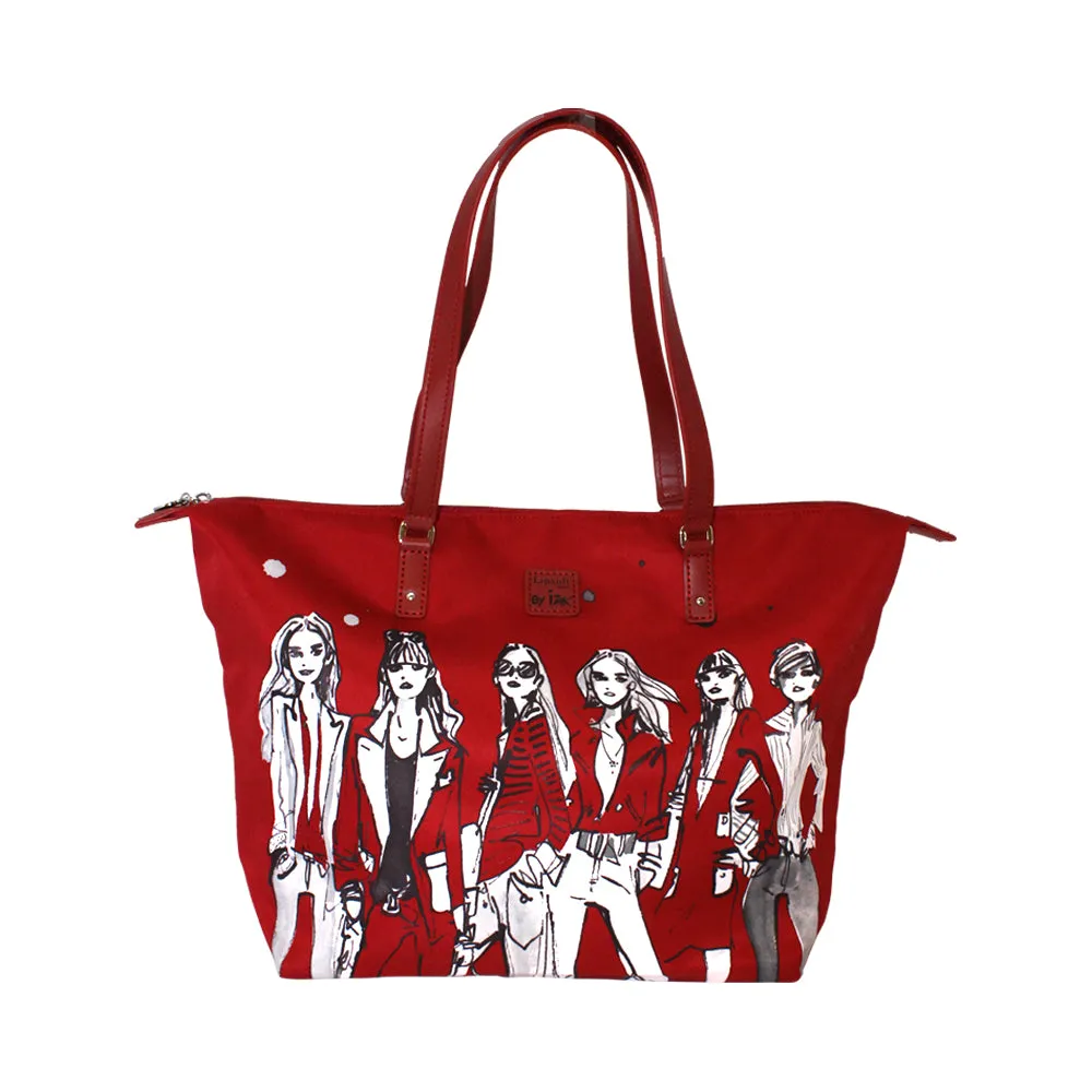 Lipault Izak Zenou Collab Tote Bag M Pose/Garnet Red