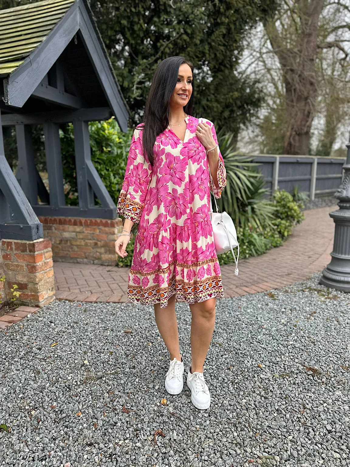 Lipstick Pink Floral Tunic Charlotte