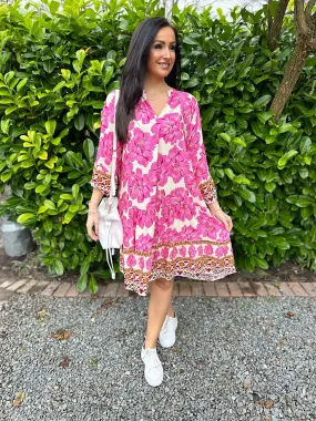 Lipstick Pink Floral Tunic Charlotte