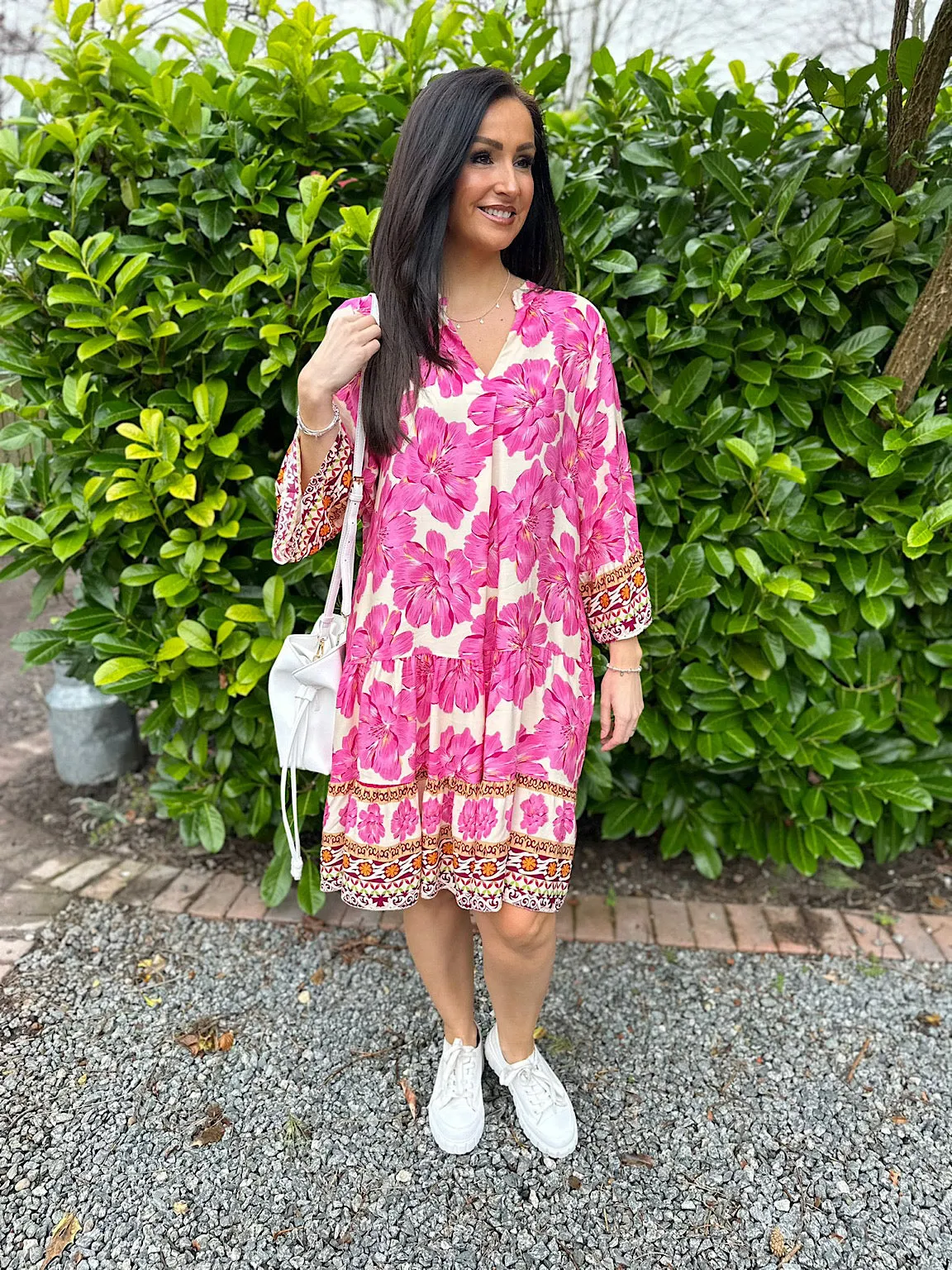 Lipstick Pink Floral Tunic Charlotte