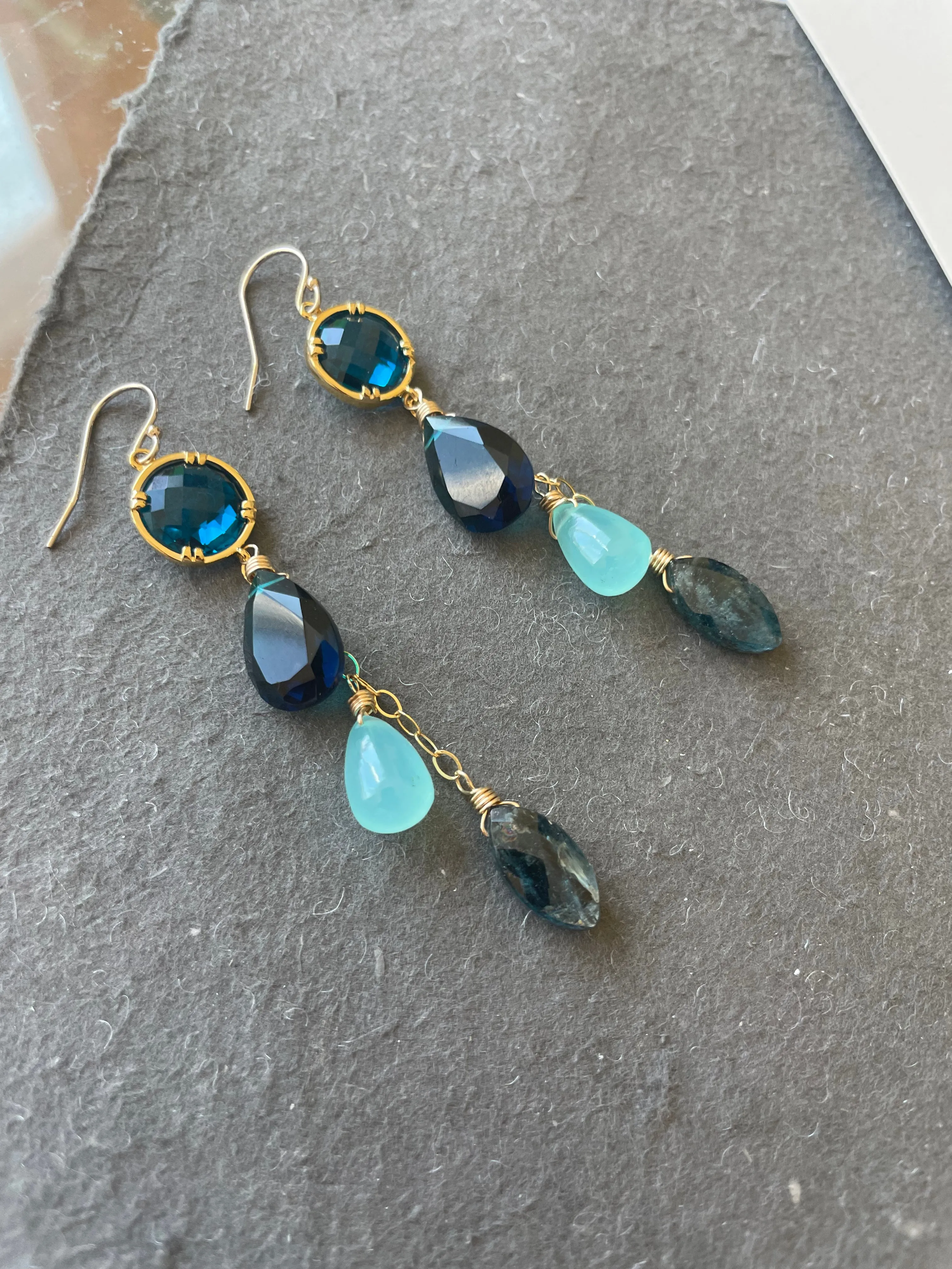 London Blue Moss Kyanite Dangle Earrings - Stunning and Elegant