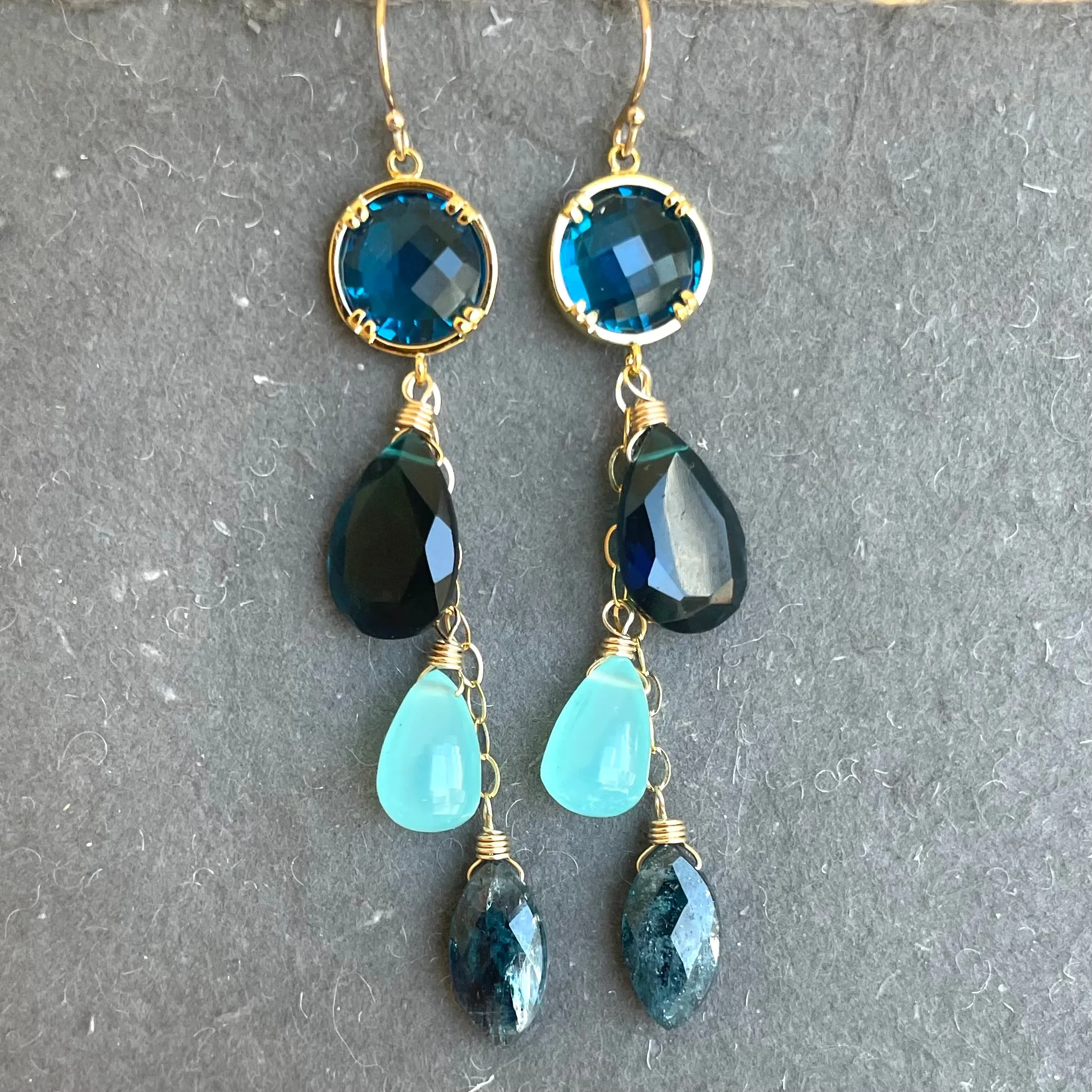 London Blue Moss Kyanite Dangle Earrings - Stunning and Elegant