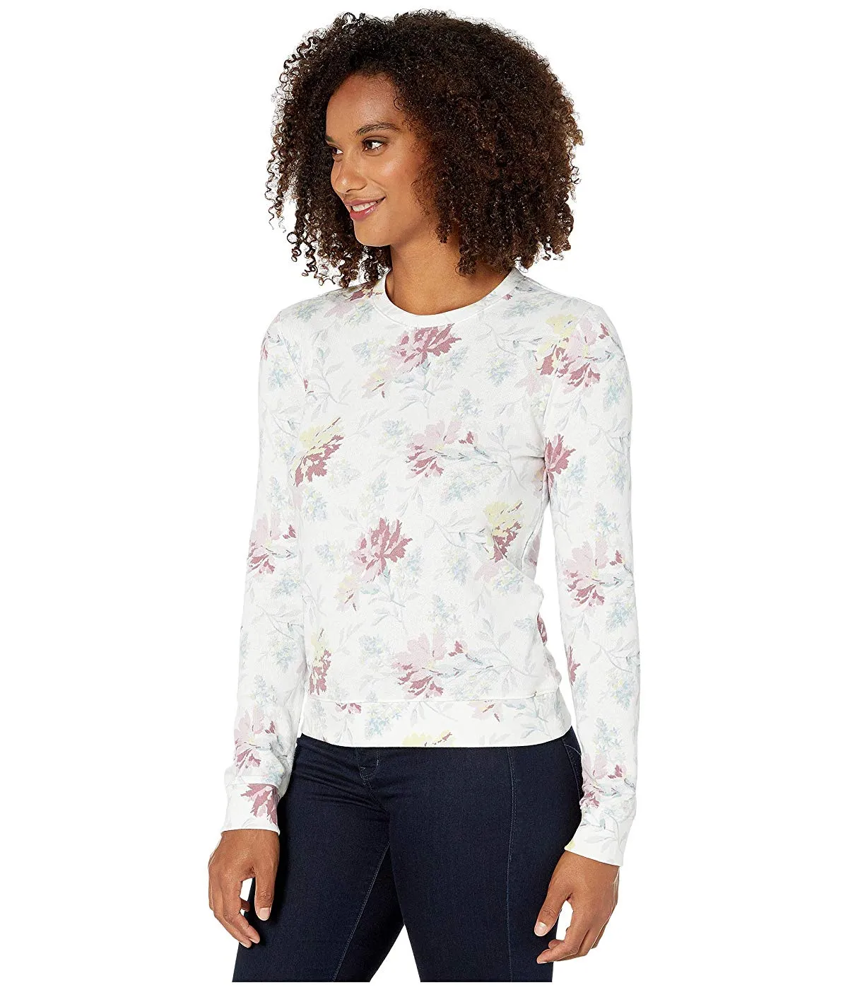 Lucky Brand Floral Sweatshirt White Large - Women's Size