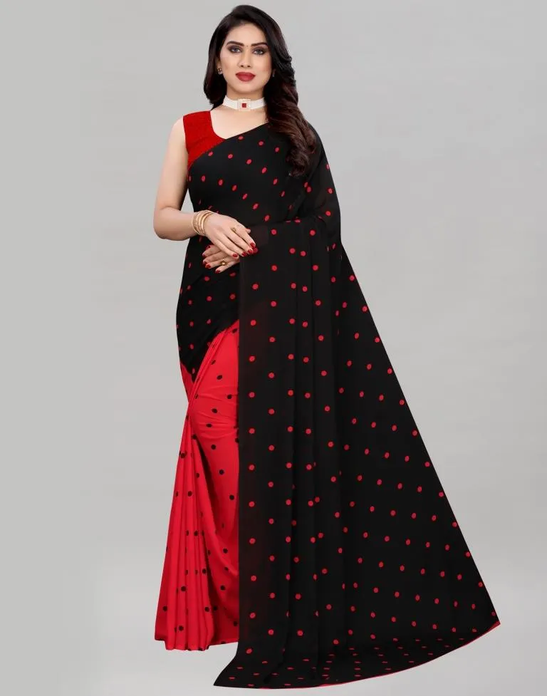 Lustrous Red Printed Saree