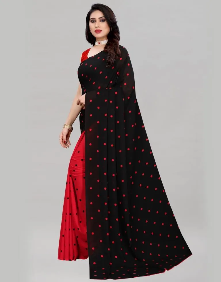 Lustrous Red Printed Saree