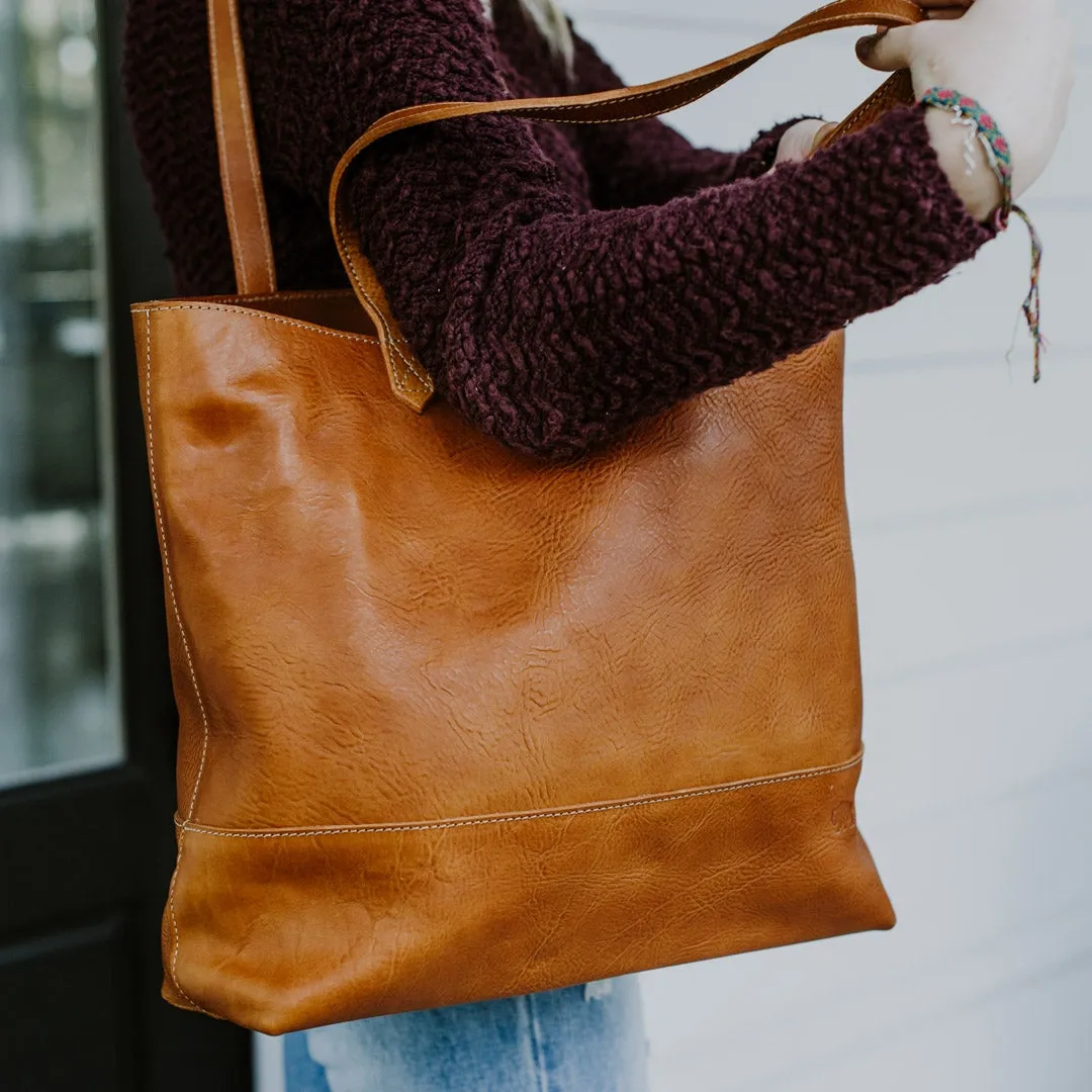 Madison Leather Tote Bag | Saddle Tan