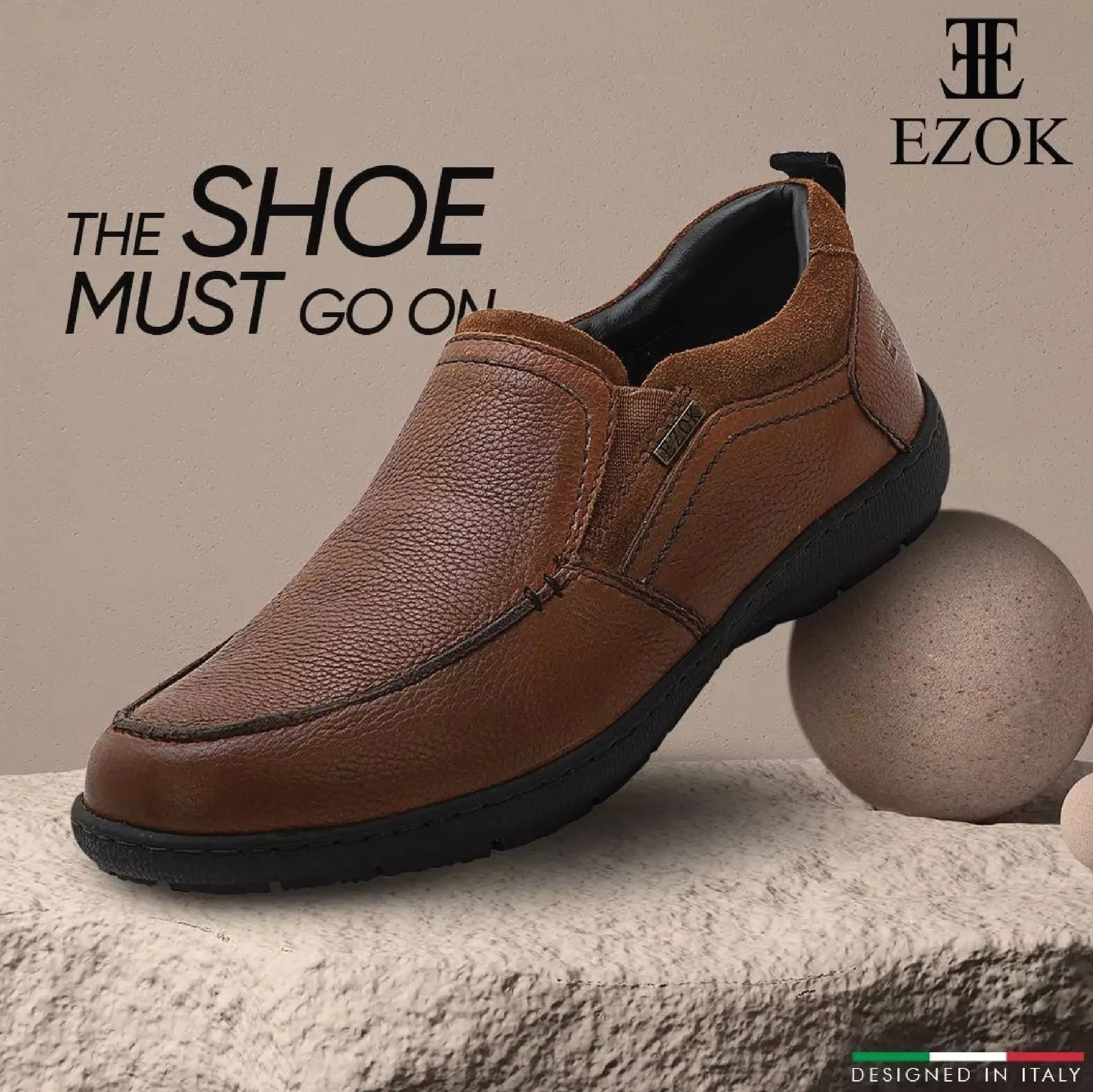 Men Tan Leather Slipon Shoes