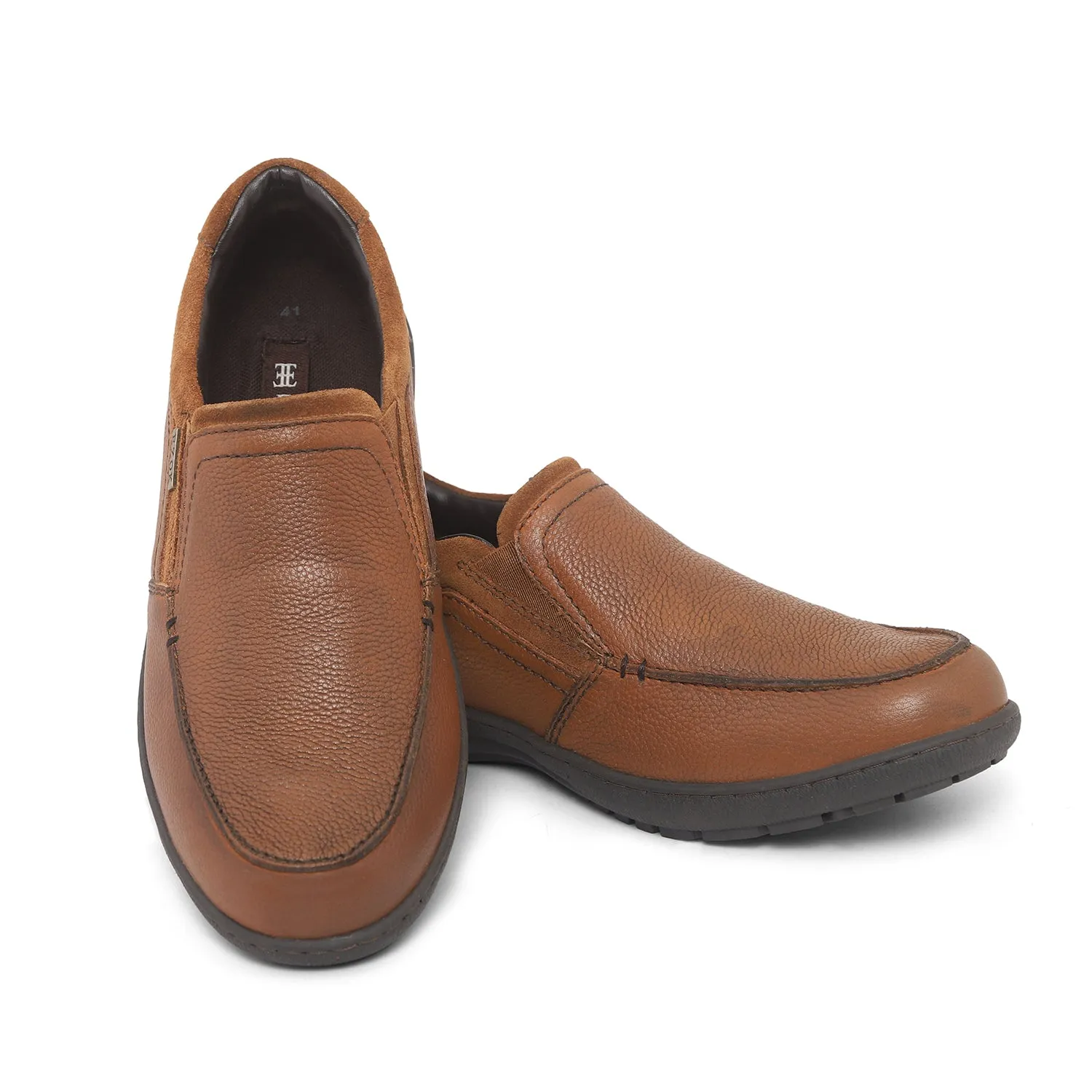 Men Tan Leather Slipon Shoes