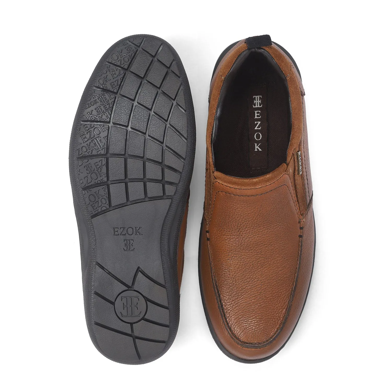 Men Tan Leather Slipon Shoes