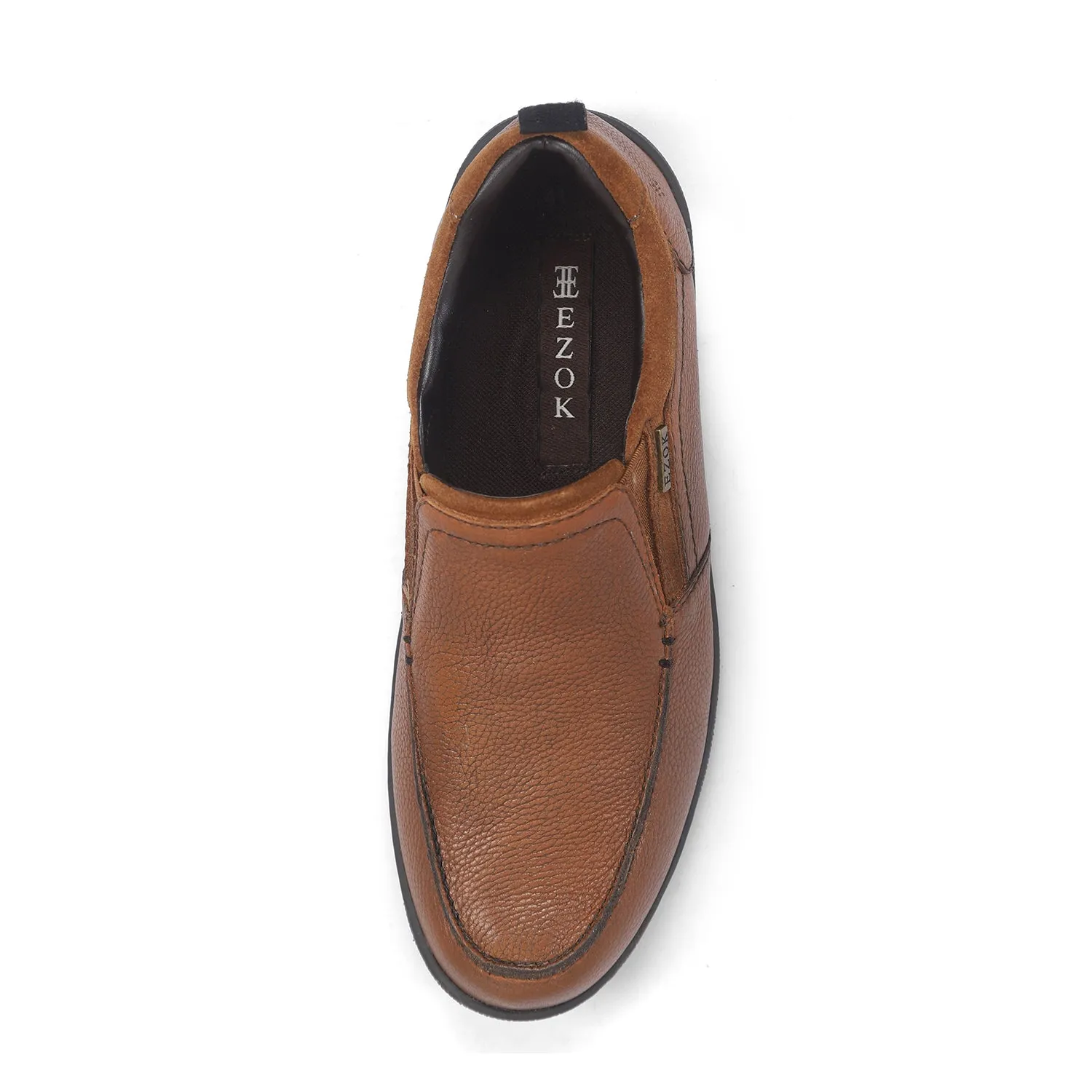 Men Tan Leather Slipon Shoes