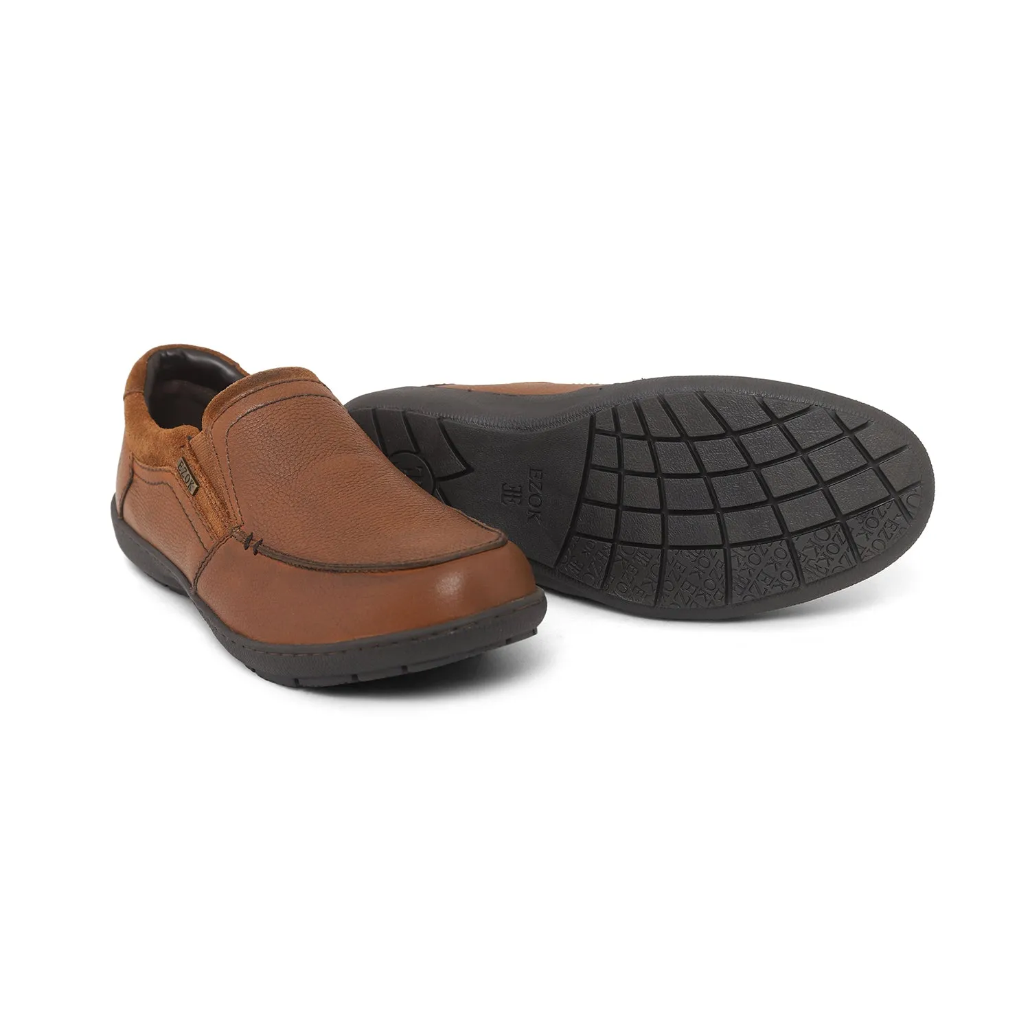 Men Tan Leather Slipon Shoes