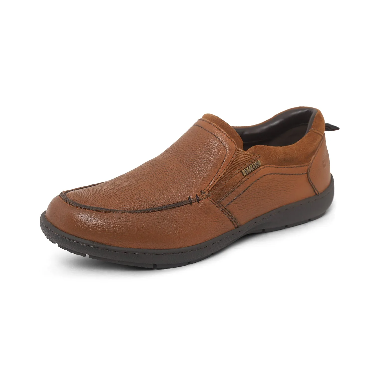 Men Tan Leather Slipon Shoes