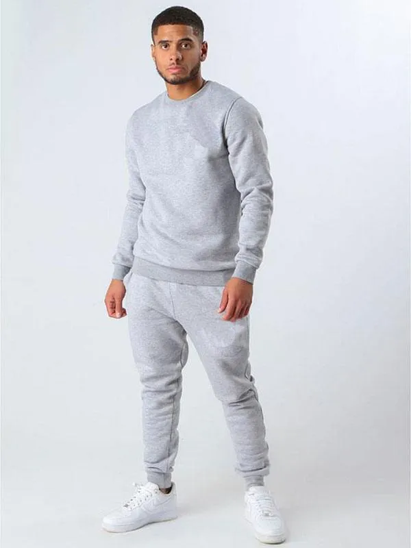 Men's Activewear 2-Piece Long Sleeves Jewel Neck Grey