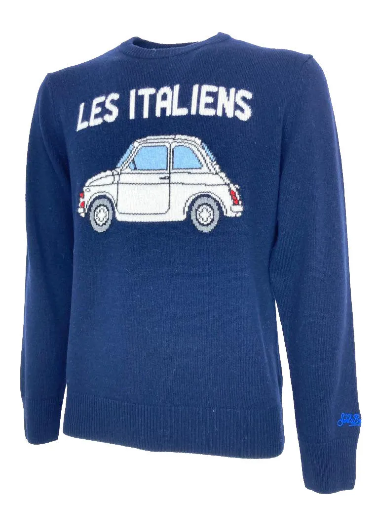 men's blue embroidered pullover Italians