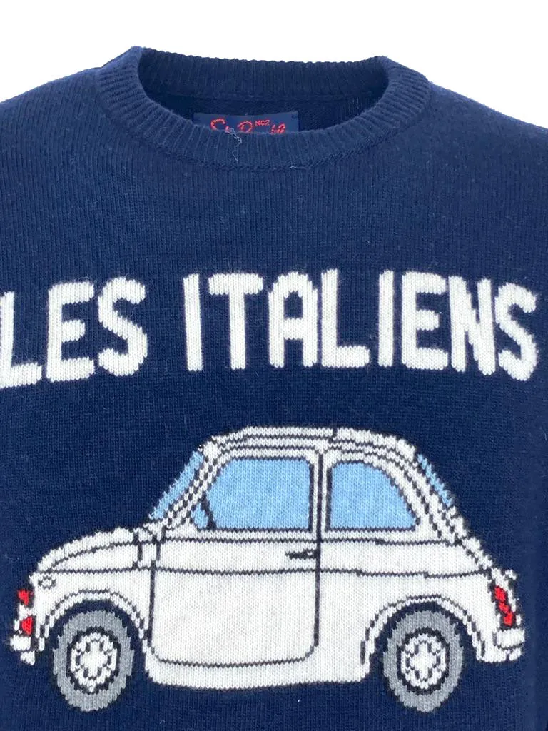 men's blue embroidered pullover Italians