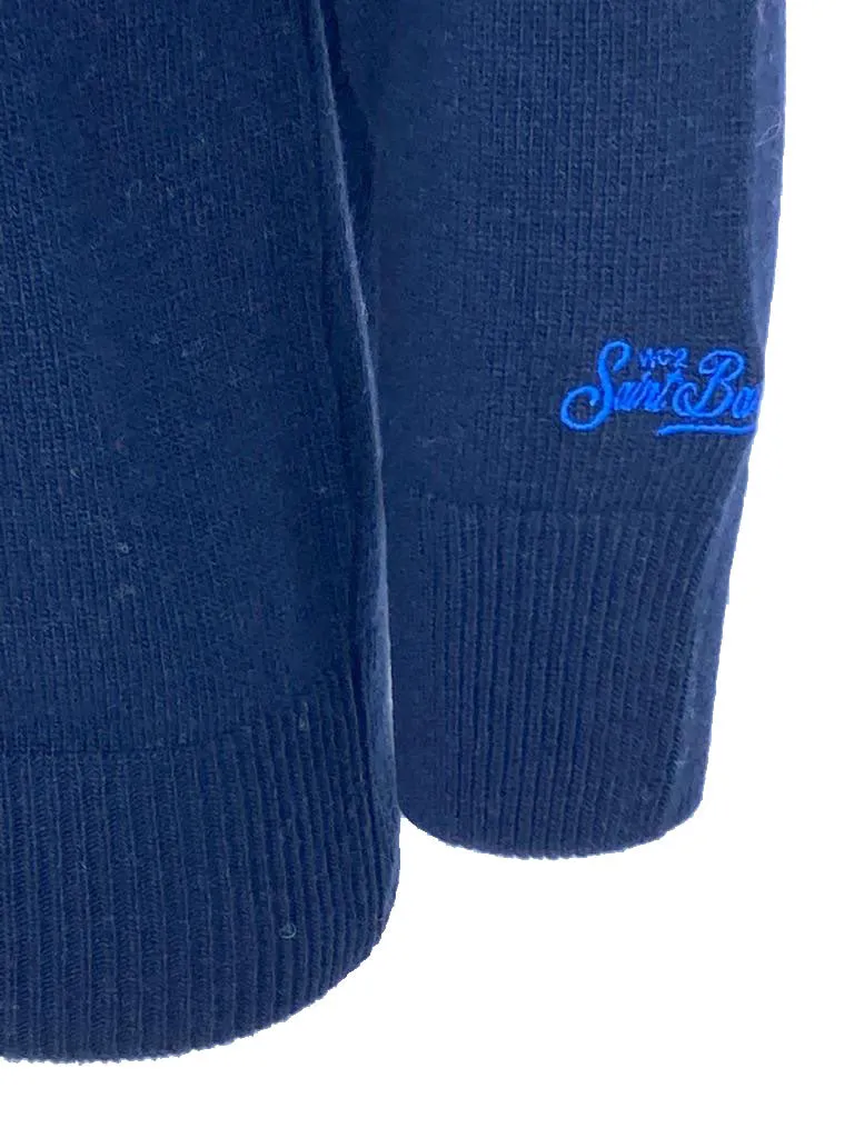 men's blue embroidered pullover Italians