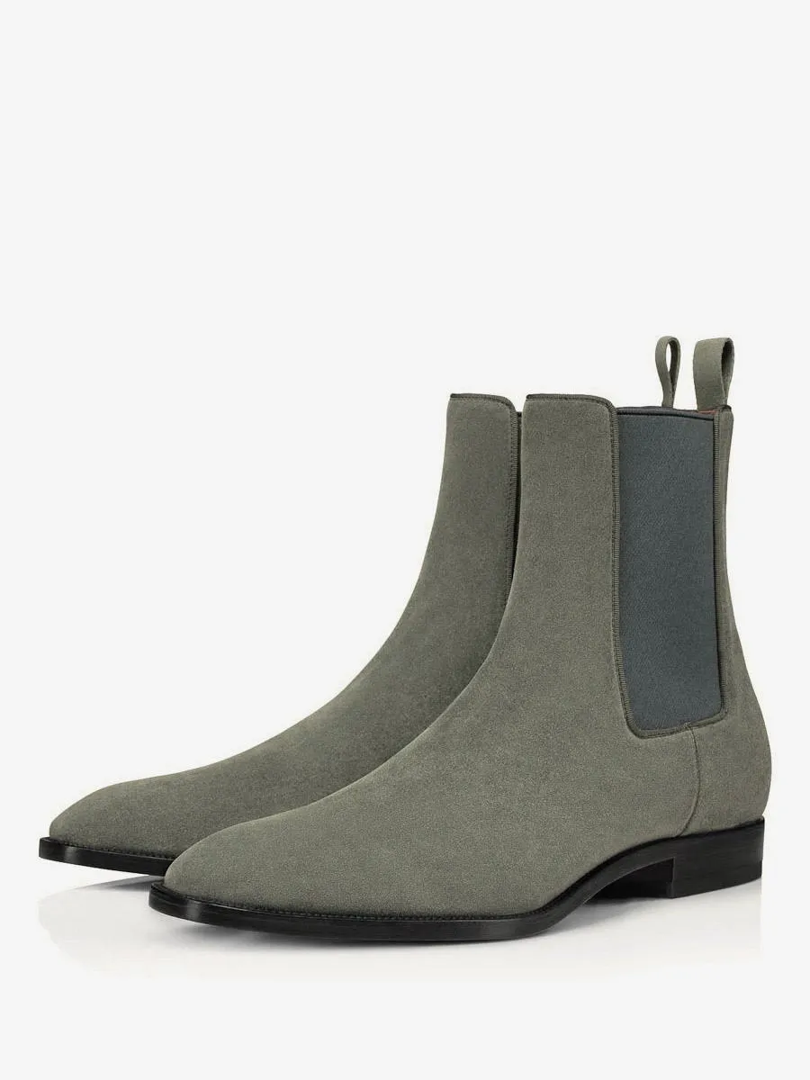 Men's Chelsea Dress Boots Grey Suede Ankle Boots