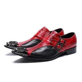 Men's Genuine Leather Formal Dress Shoes with Pointed Iron Toe