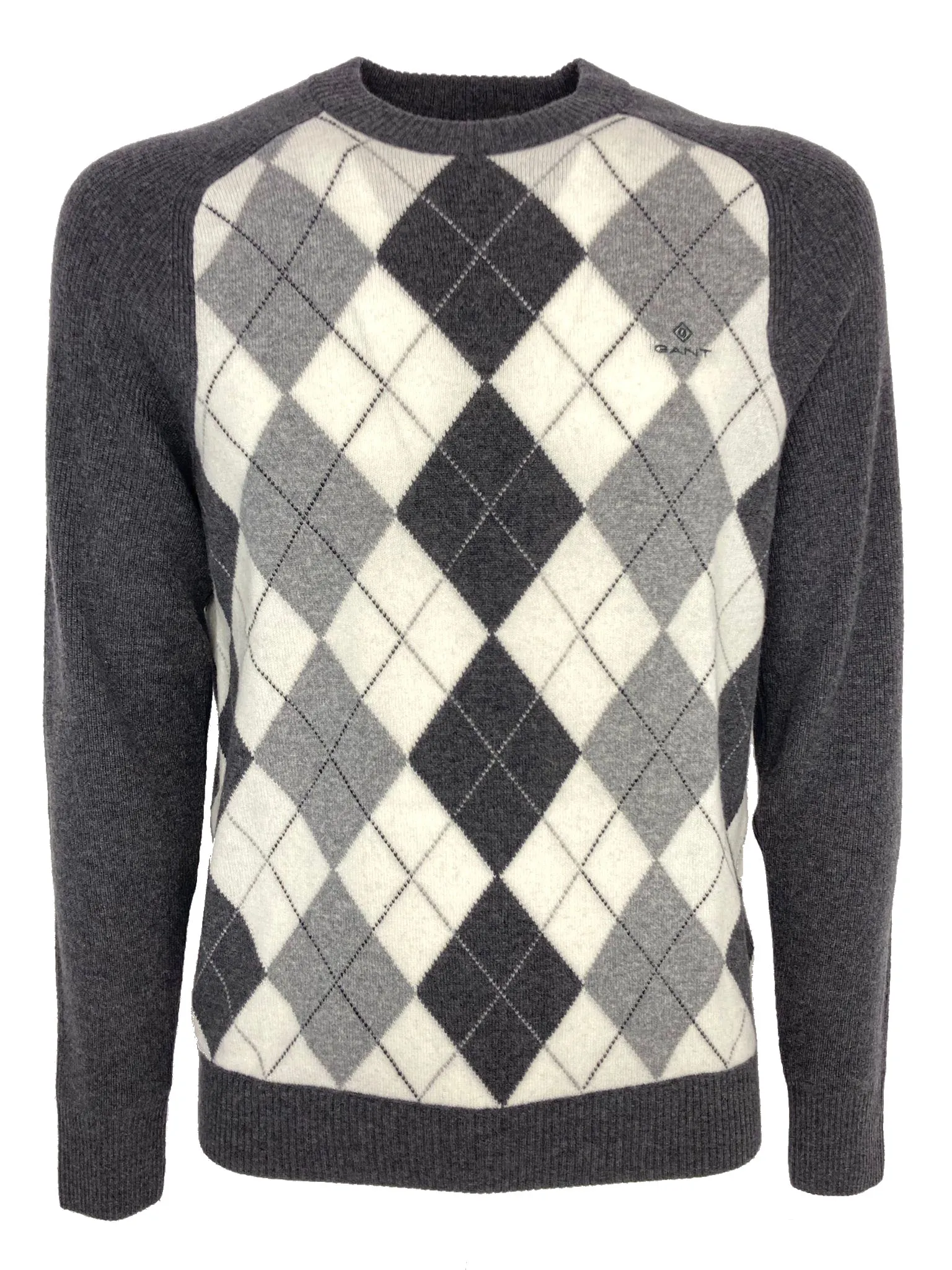 Mens Geometric Diamond Pattern 100% Wool Sweater