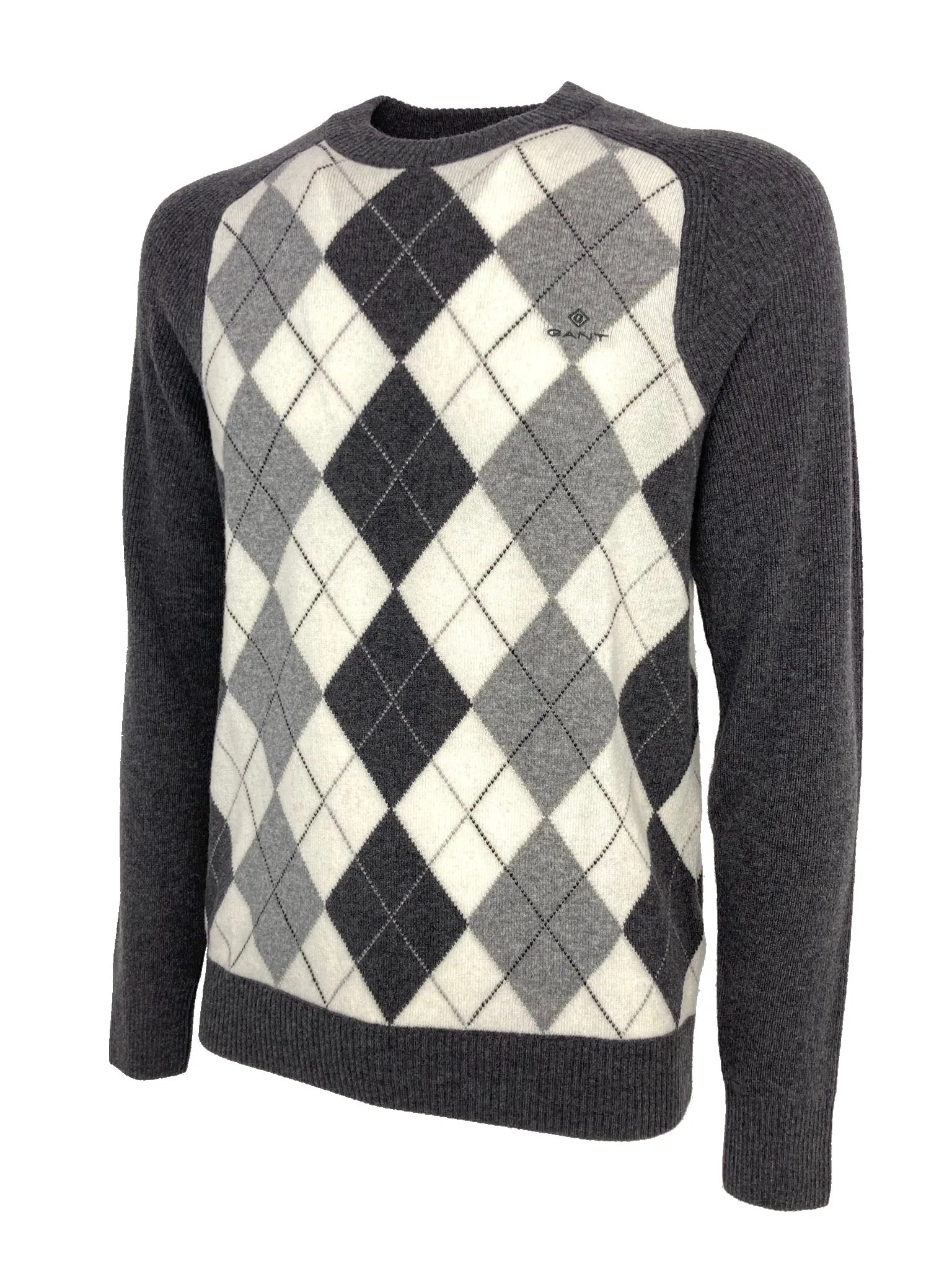 Mens Geometric Diamond Pattern 100% Wool Sweater