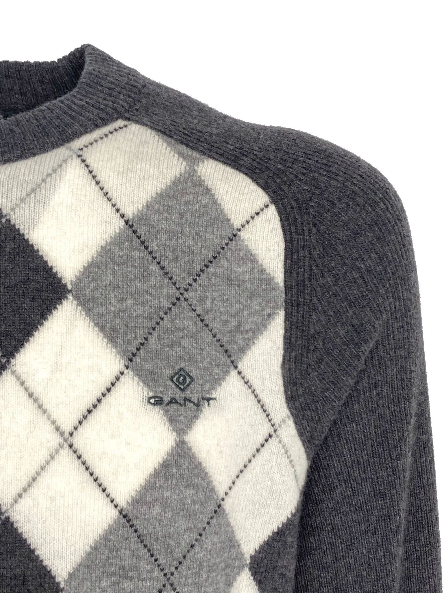 Mens Geometric Diamond Pattern 100% Wool Sweater