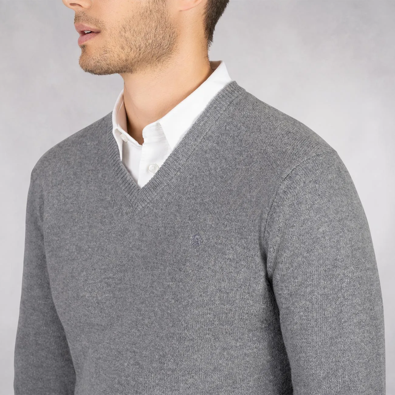 Men's V neck wool pullover.