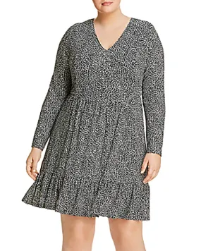 Michael Kors Plus Size Animal Print V-Neck Dress - White (1X)