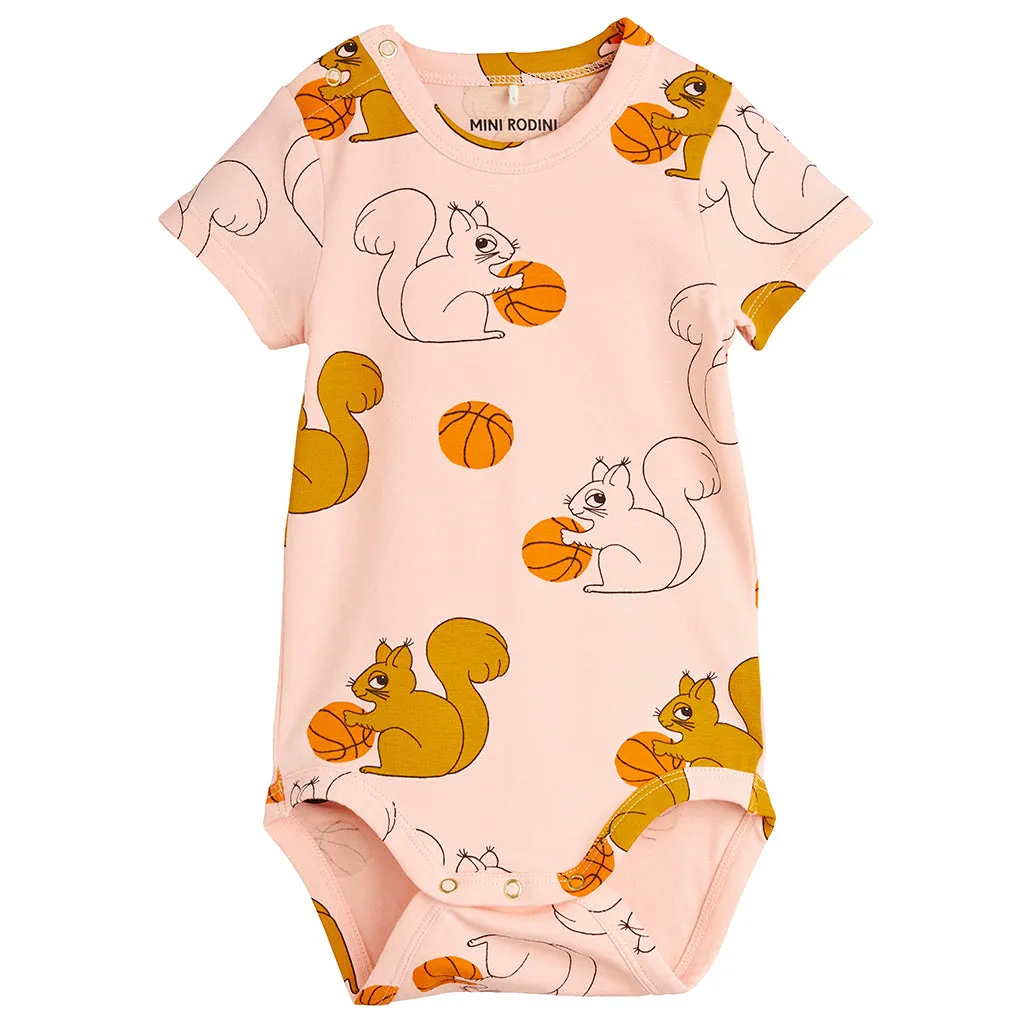 Mini Rodini Baby Squirrels Bodysuit Pink