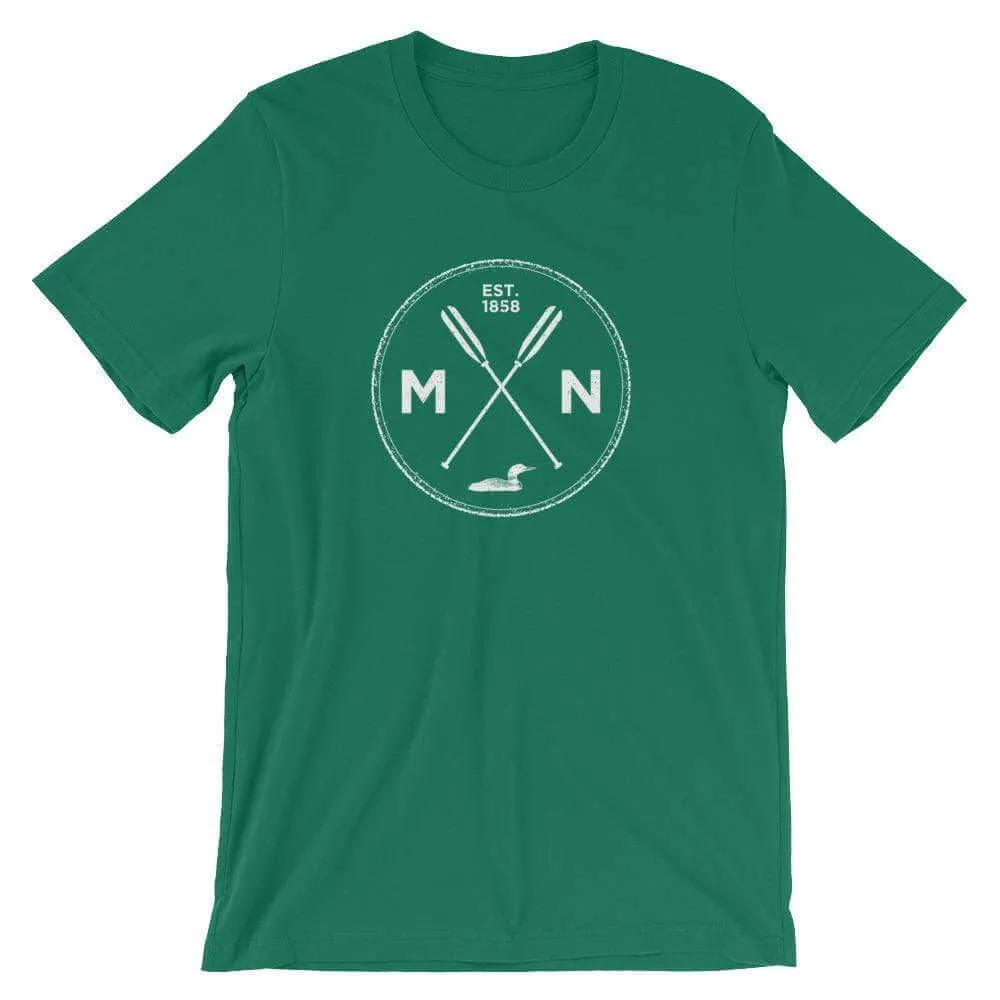 Minnesota Loon Oars Men's/Unisex T-Shirt | MN State Seal - Established 1858