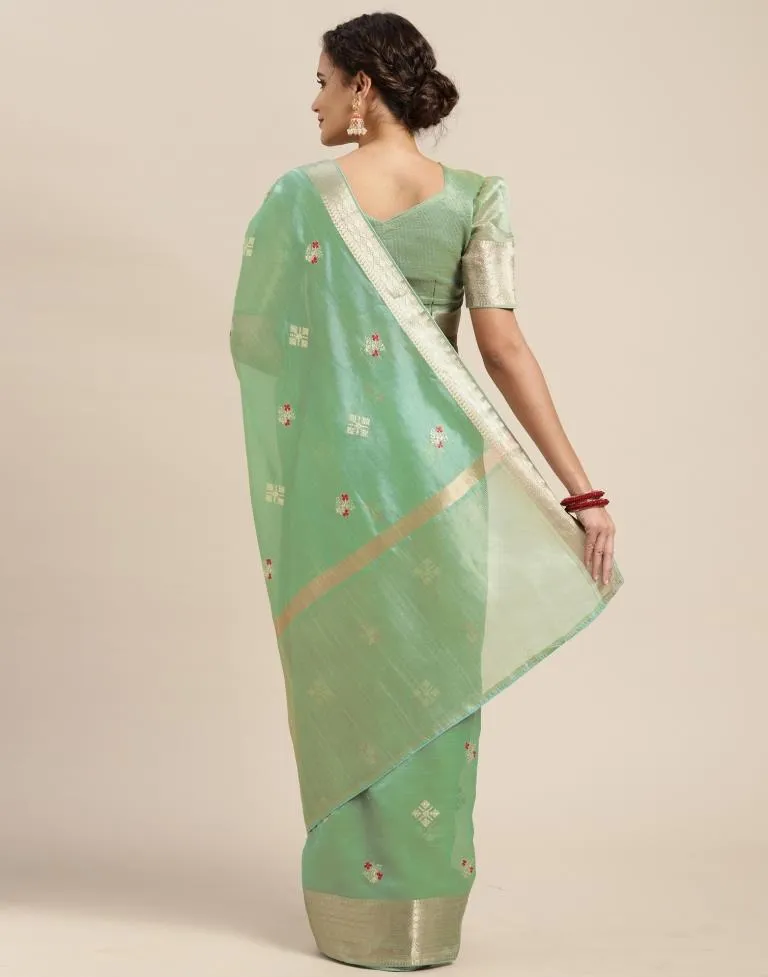 Mint Green Embroidery Saree