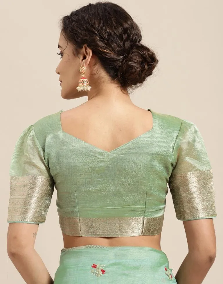 Mint Green Embroidery Saree