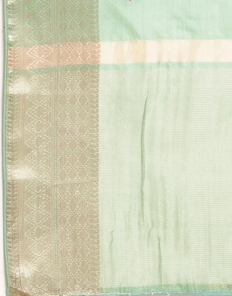 Mint Green Embroidery Saree