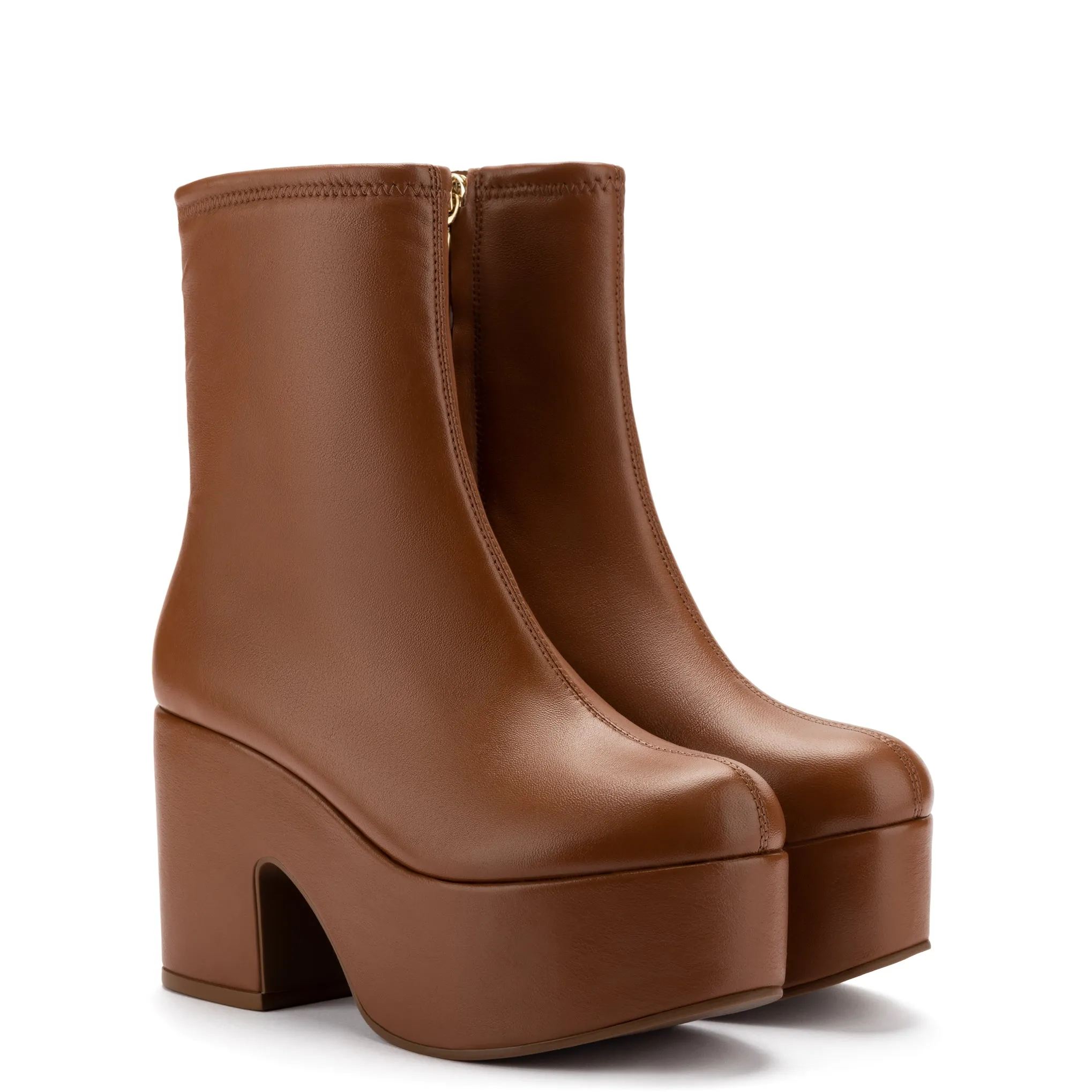 Miso Caramel Stretch Leather Platform Boot