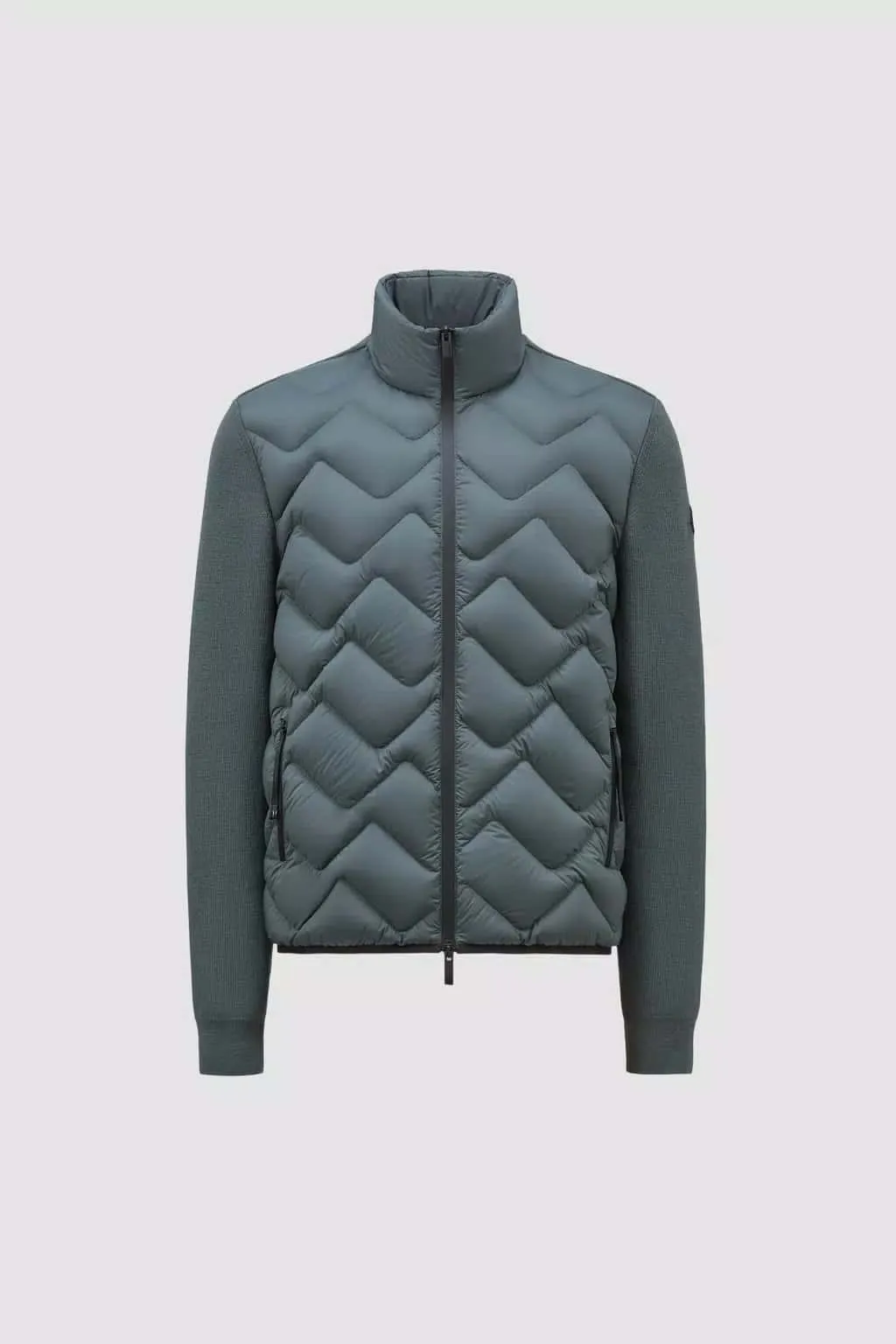 Moncler Padded Wool Blend Cardigan with Zip-Up Design