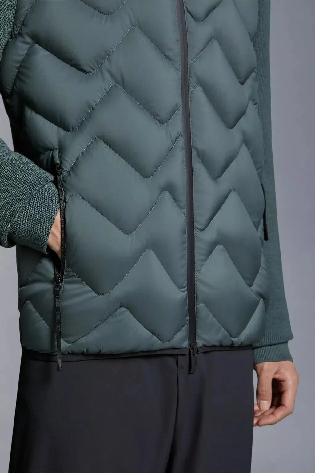 Moncler Padded Wool Blend Cardigan with Zip-Up Design