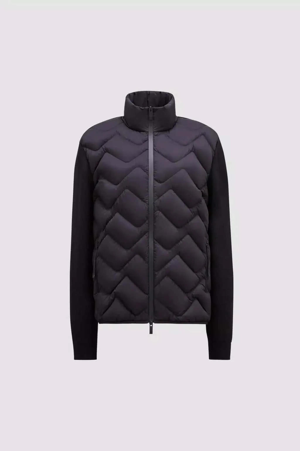 Moncler Padded Wool Blend Cardigan with Zip-Up Design