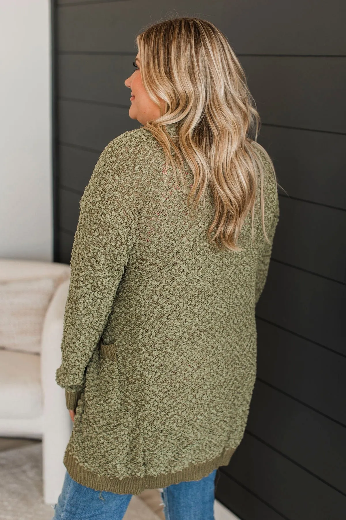 Movie Date Popcorn Cardigan - Army Green - $X.XX