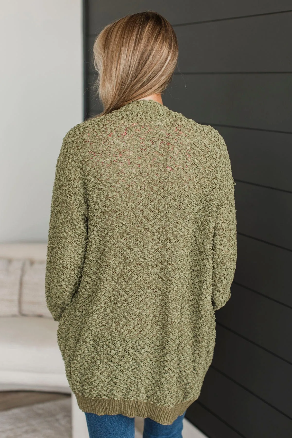 Movie Date Popcorn Cardigan - Army Green - $X.XX