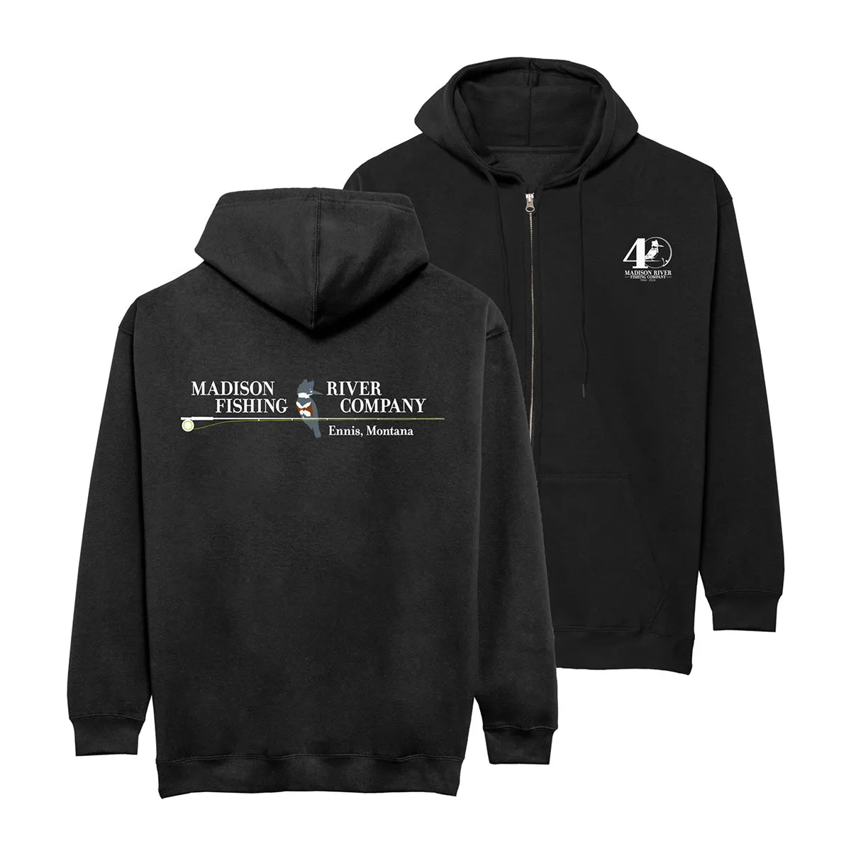 MRFC 40th Logo Full Zip Hoody Black with Chest Logo and Back Logo by MRFC 40th Anniversary