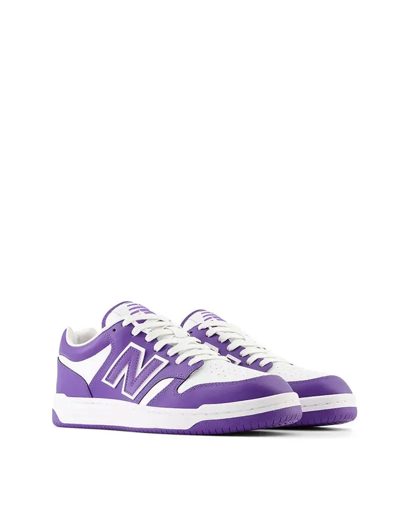 New Balance 480 White Trainers with Prism Purple - Best Price