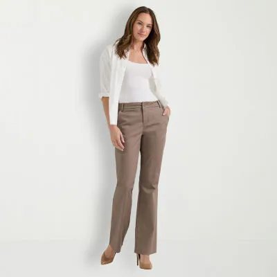 new!Lee Wrinkle Free Womens Mid Rise Bootcut Flat Front Pant