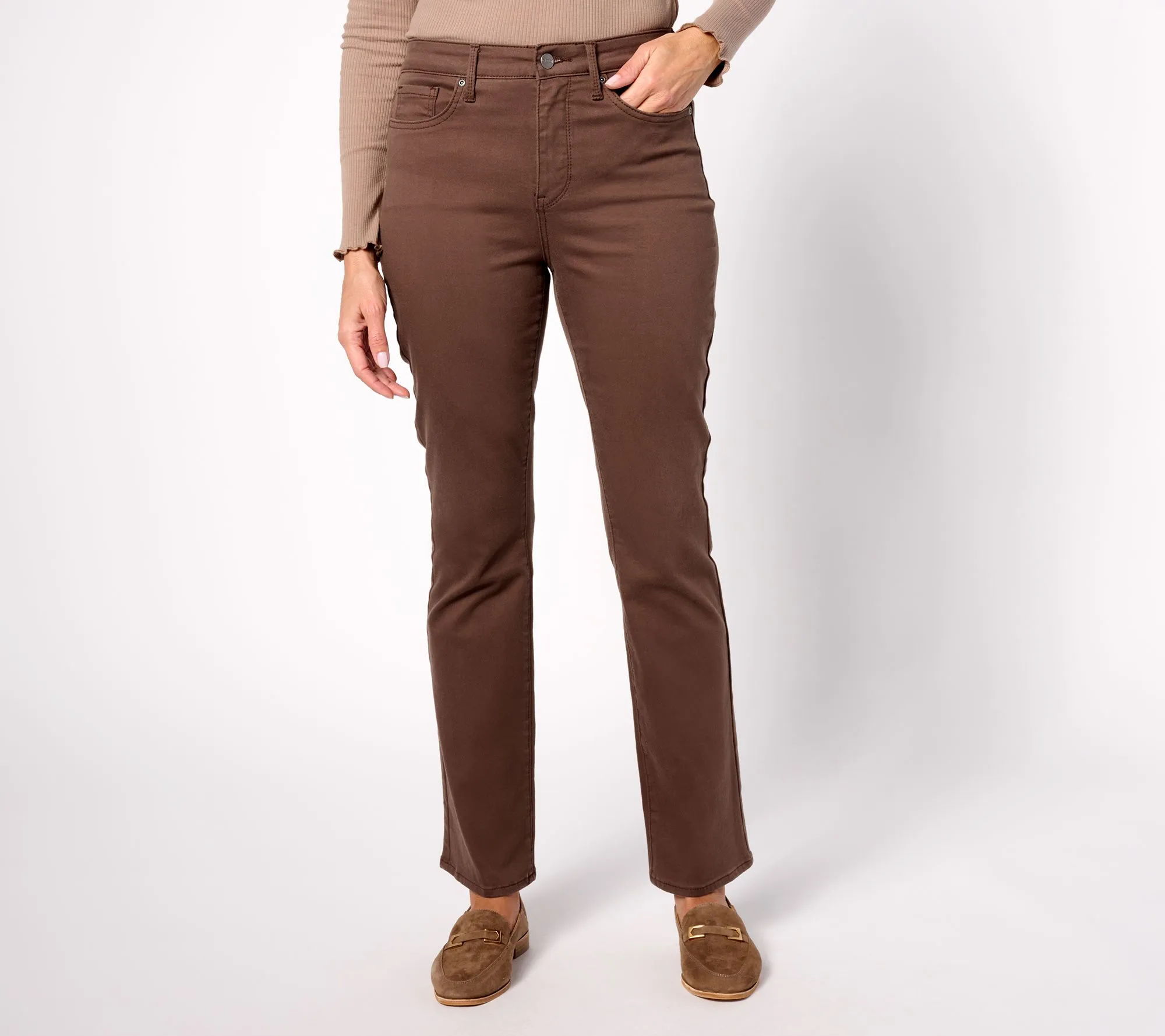 NYDJ High Rise Billie Mini Bootcut Jean - Coffee Bean