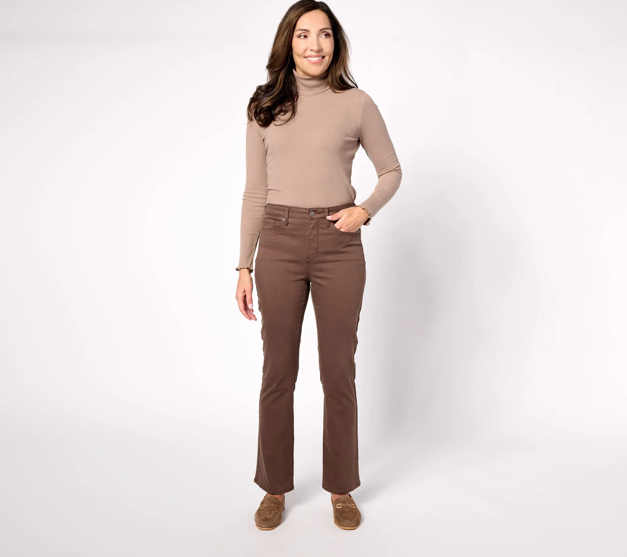 NYDJ High Rise Billie Mini Bootcut Jean - Coffee Bean