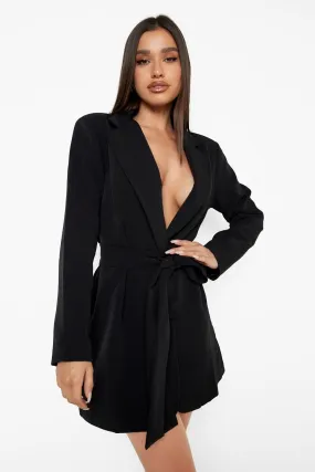 Obi Tie Waist Blazer Dress