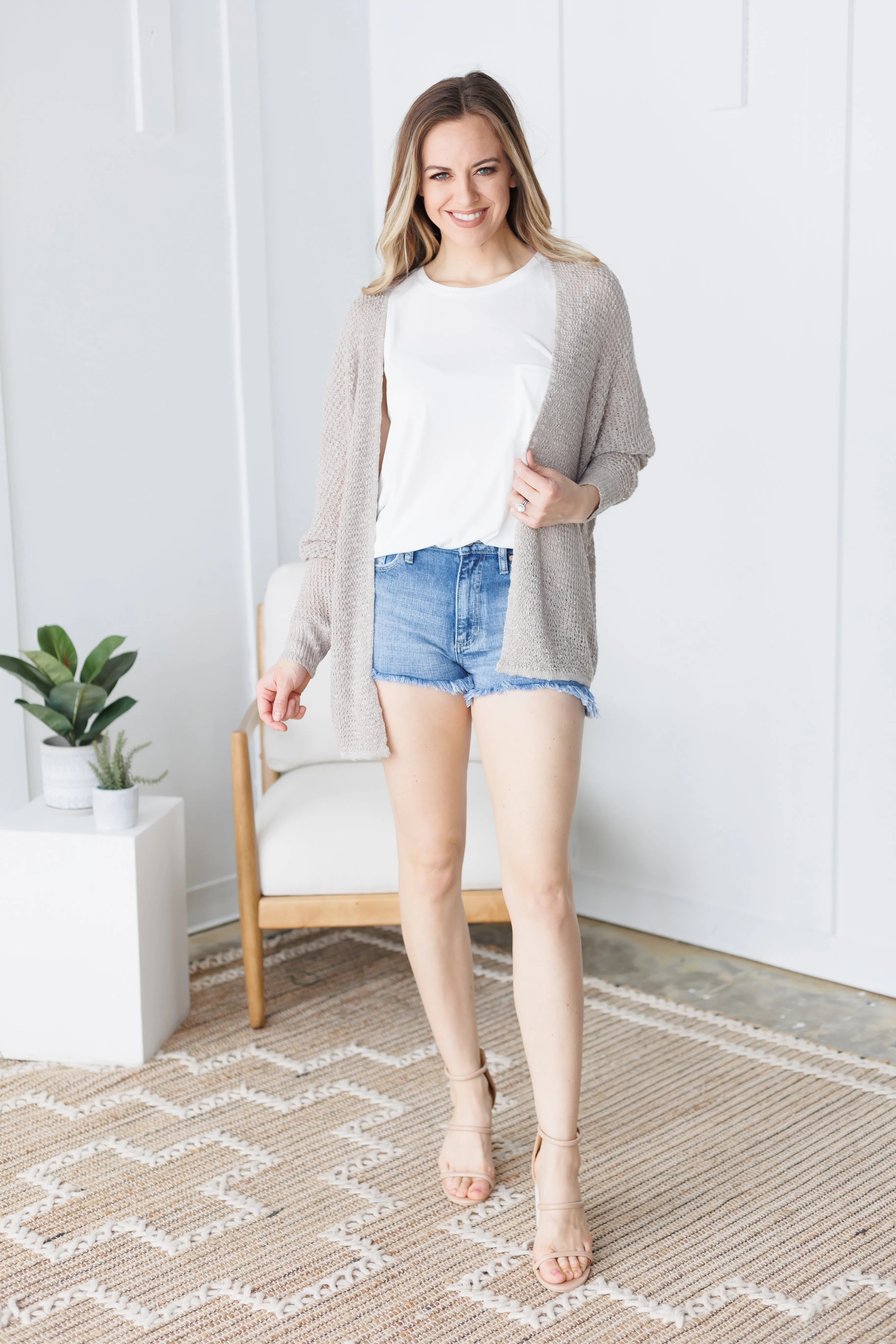 Open Front Knit Cardigan in Earth Tones