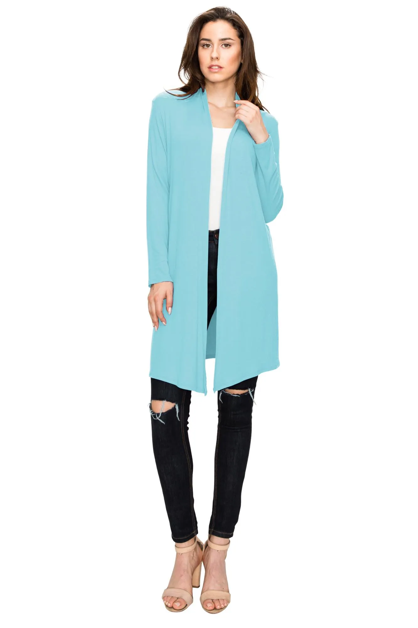 Open Front Long Cardigan for Women with Long Sleeves