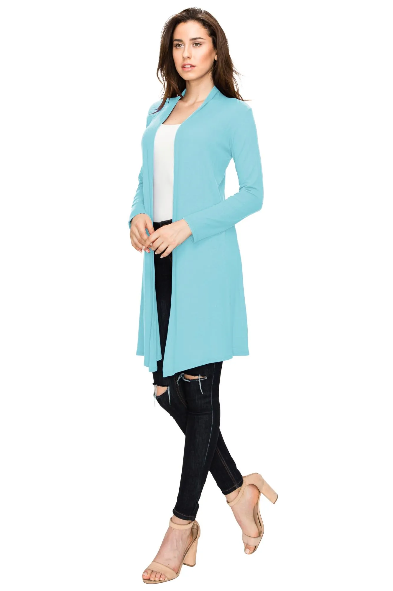 Open Front Long Cardigan for Women with Long Sleeves